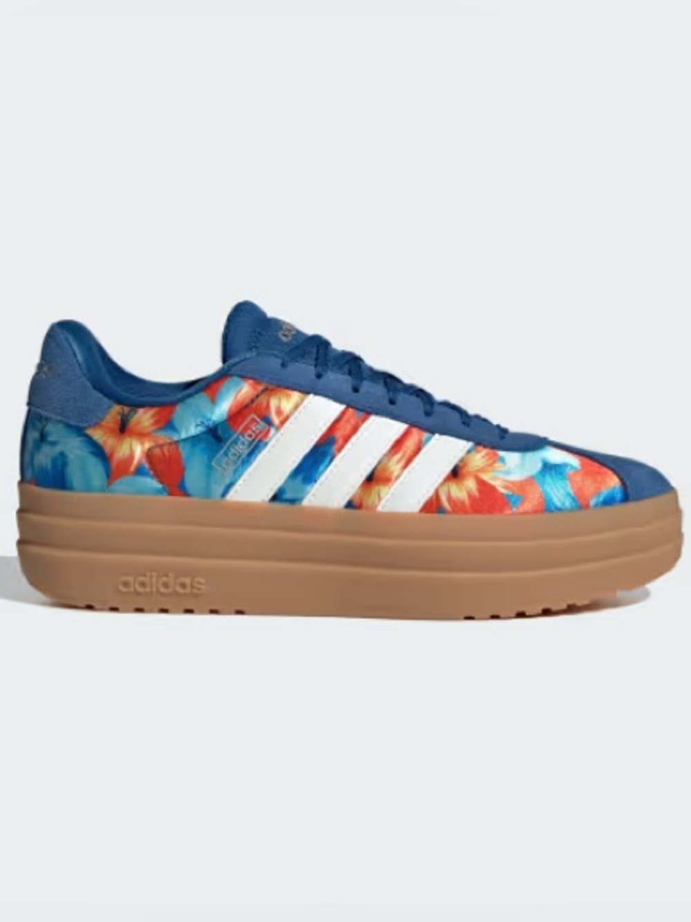 Adidas VL Court Bold Floral Platform Sneakers Blue Orange Women’s 8 New